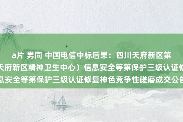 a片 男同 中国电信中标后果：四川天府新区第二东谈主民病院（四川天府新区精神卫生中心）信息安全等第保护三级认证修复神色竞争性磋磨成交公告