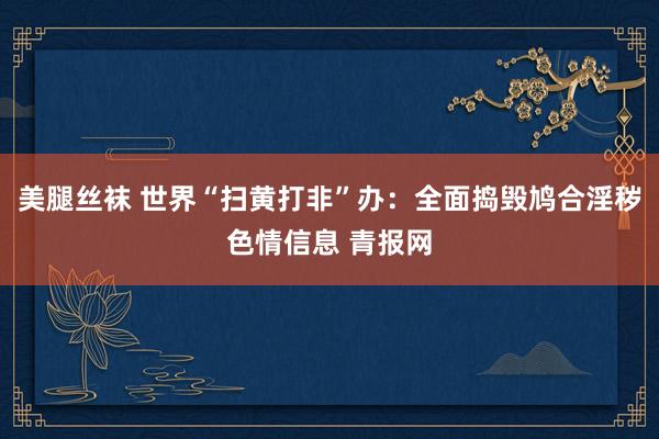 美腿丝袜 世界“扫黄打非”办：全面捣毁鸠合淫秽色情信息 青报网