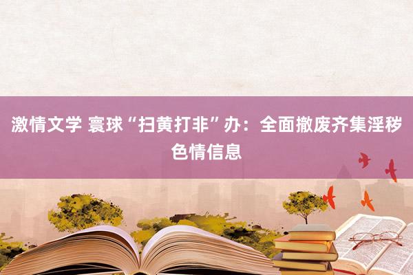 激情文学 寰球“扫黄打非”办：全面撤废齐集淫秽色情信息